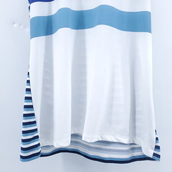 Poof! Sporty Athletic Retro Bright Blue Striped Racerback Tank Modern Chic Large - Picture 6 of 10